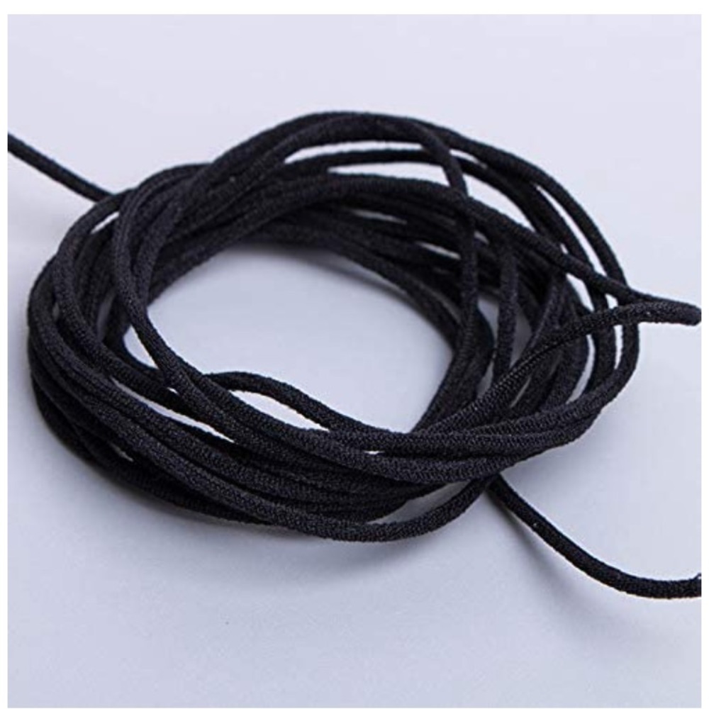 Elastic Cord for Masks, 1/8 inch Black Elastic